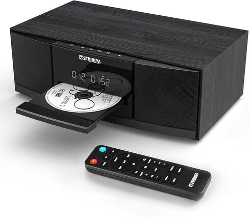 Bluetooth Stereo System for Home with CD Player, FM Radio, 36W RMS | Dual 3-Inch Speakers, Bluetooth 5.3, 40 FM Presets, LED Clock & Alarm, USB/SD Playback & AUX Input, IR Remote, Vintage Wood in Saudi Arabia