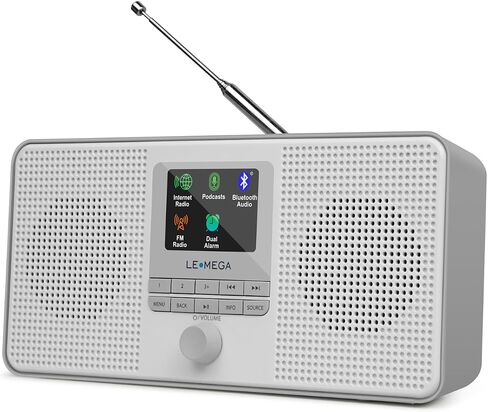 LEMEGA IR4S Stereo WiFi Internet Radio,FM Digital Radio, Spotify Connect, Bluetooth Speaker, Dual Alarms Clock, 40 Presets, Headphone-Output, Batteries or Mains Powered – Black Finish | 40 presets, alarm clock, full colour display, mains or AA battery, he in Saudi Arabia