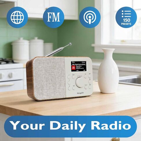 SR-L Radio, Bluetooth, FM & Internet, 150 Presets-Walnut | Podcast player, 50,000+ internet stations, alarm clock, sleep timer, colour display, mains or battery, compact kitchen radio in Saudi Arabia