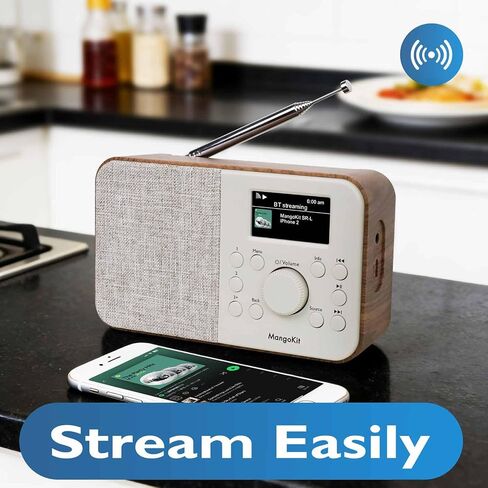 SR-L Radio, Bluetooth, FM & Internet, 150 Presets-Walnut | Podcast player, 50,000+ internet stations, alarm clock, sleep timer, colour display, mains or battery, compact kitchen radio in Saudi Arabia