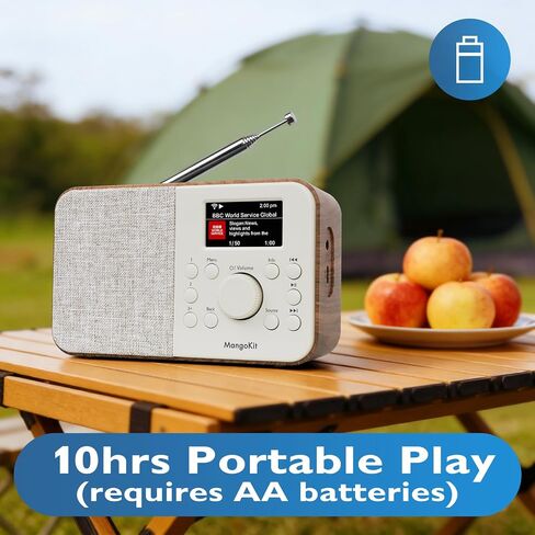 SR-L Radio, Bluetooth, FM & Internet, 150 Presets-Walnut | Podcast player, 50,000+ internet stations, alarm clock, sleep timer, colour display, mains or battery, compact kitchen radio in Saudi Arabia