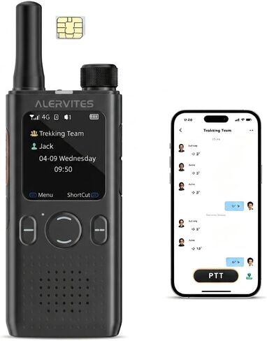 POC-AT1 4G/5G Network Radio, [White/Black] Global Range Walkie Talkie with Screen, Type-C Fast Charging, No Distance Limit PoC Radio for Hotels, Security, Road Trips in Saudi Arabia