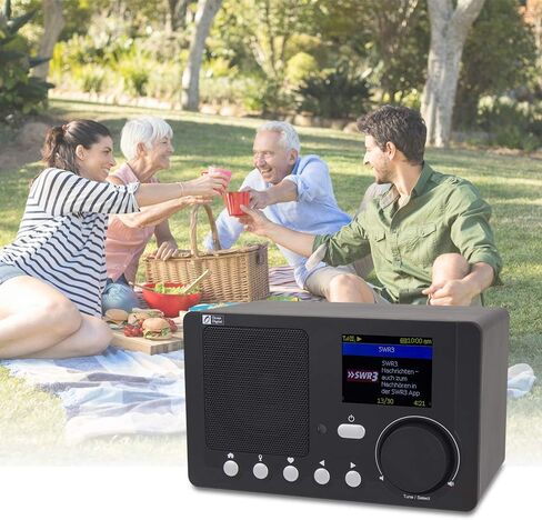 Ocean Digital WR-210N Portable Internet Radio Wi-Fi 2.4" Color LCD Built-in Battery Bluetooth UPnP & DLNA Player Sleep Timer Dual Alarm Clock (Black) in Saudi Arabia