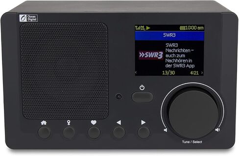 Ocean Digital WR-210N Portable Internet Radio Wi-Fi 2.4" Color LCD Built-in Battery Bluetooth UPnP & DLNA Player Sleep Timer Dual Alarm Clock (Black) in Saudi Arabia
