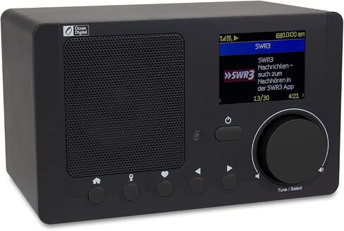 Ocean Digital WR-210N Portable Internet Radio Wi-Fi 2.4" Color LCD Built-in Battery Bluetooth UPnP & DLNA Player Sleep Timer Dual Alarm Clock (Black) in Saudi Arabia