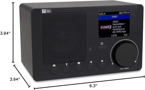 Ocean Digital WR-210N Portable Internet Radio Wi-Fi 2.4" Color LCD Built-in Battery Bluetooth UPnP & DLNA Player Sleep Timer Dual Alarm Clock (Black) in Saudi Arabia