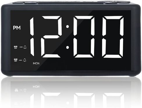 Alarm Clock Radio for Bedroom - AM/FM with 12 Presets, Dual Alarms & 3 Wake-Up Sounds (Beep/Music/Radio), Dimmable Red LED Display, Weekday/Weekend, Snooze & Sleep Timer in Saudi Arabia