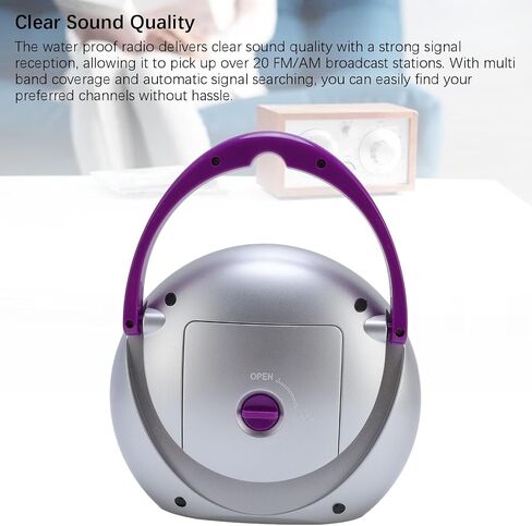 Water Proof Shower Radio, Portable AM FM Radio IPX4, Hanging Radio | Shower Radio Clear Sound, 20 Stations,FM: 88-108MHz AM: 530-1600KHz for Bathroom, Kitchen, Outdoor, Beach, Battery Powered in Saudi Arabia