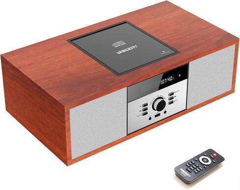Nostalgic Bluetooth Stereo System for Home, WISCENT Vintage Micro HiFi Systems CD Player,with Bluetooth Audio Streaming,FM Radio,USB Port,Aux-in,Earphone Port (Brown) in Saudi Arabia