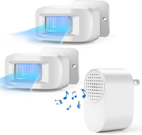 Driveway Alarms Wireless Outside, Weatherproof Motion Sensor Alarm System | Motion Detector Security Alert Monitor System with Plug-in Receiver, Loud Chimes and 500FT Long Range Outdoor Detection in Saudi Arabia