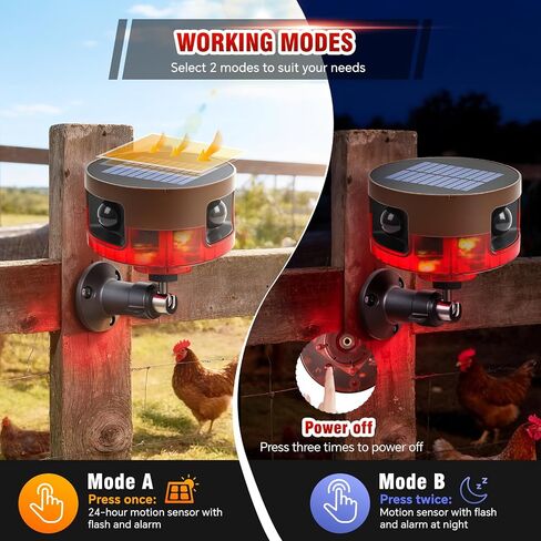 Solar Outdoor Motion Sensor Alarm-Dog Barking or Gunshot Sound | 130dB Noise, 13 Sounds & 360° Motion Detector Alarm Support Recording , with Remote Controller for Home, Villa,Chicken coop in Saudi Arabia