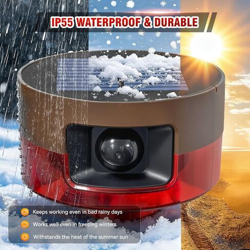 Solar Outdoor Motion Sensor Alarm-Dog Barking or Gunshot Sound | 130dB Noise, 13 Sounds & 360° Motion Detector Alarm Support Recording , with Remote Controller for Home, Villa,Chicken coop in Saudi Arabia