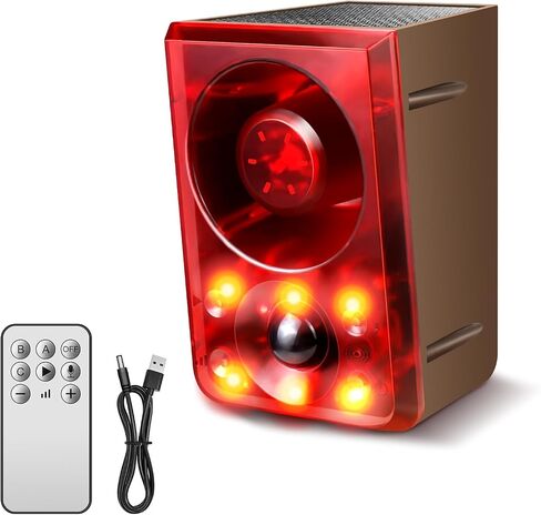 Solar Outdoor Motion Sensor Alarm, Dog Barking&Gunshot Sound,130db Loud | Support Recording,13 Kinds of Sound and Strobe Light to Deter Raccoons, Deer, Skunks, Bears, and Coyotes (2 Pack) in Saudi Arabia