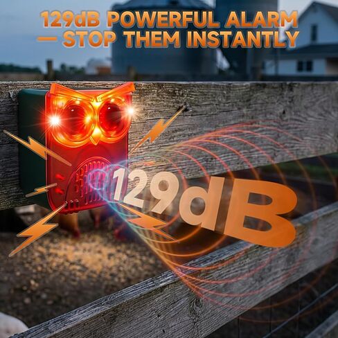 Solar Outdoor Motion Sensor Alarm, 130dB Dog Barking & Gunshot Sound | 13 Looping Sounds to Prevent Habituation, 4 Work Modes, IP55 Weatherproof Alarm for Home, Villa, Yard, Chicken Coop in Saudi Arabia