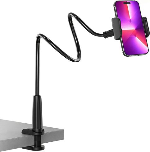 حامل هاتف MAGIPEA Gooseneck للسرير، حامل هاتف خلوي مرن بطول 30 بوصة للمكتب، حامل مشبك للعرض بدون استخدام اليدين متوافق مع أجهزة iPhone 17 16 15 Pro Max وأجهزة 3.5-7 بوصة in Kuwait