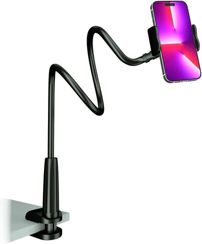 حامل هاتف MAGIPEA Gooseneck للسرير، حامل هاتف خلوي مرن بطول 30 بوصة للمكتب، حامل مشبك للعرض بدون استخدام اليدين متوافق مع أجهزة iPhone 17 16 15 Pro Max وأجهزة 3.5-7 بوصة in Kuwait