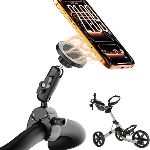 Charchendo [Camera Friendly] No-Shake Magnetic Golf Push Cart Phone Holder | Upgraded N56 Magnets Mount, One-Click Snap for All 4-7" Smartphones. Fits Clicgear, Sun Mountain & All Golf Cart Handlebars in Saudi Arabia