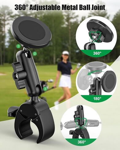 Charchendo [Camera Friendly] No-Shake Magnetic Golf Push Cart Phone Holder | Upgraded N56 Magnets Mount, One-Click Snap for All 4-7" Smartphones. Fits Clicgear, Sun Mountain & All Golf Cart Handlebars in Saudi Arabia