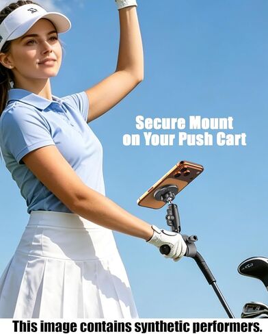 Charchendo [Camera Friendly] No-Shake Magnetic Golf Push Cart Phone Holder | Upgraded N56 Magnets Mount, One-Click Snap for All 4-7" Smartphones. Fits Clicgear, Sun Mountain & All Golf Cart Handlebars in Saudi Arabia