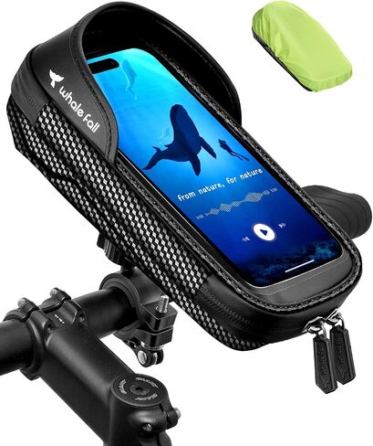 whale fall Bike Phone Holder, Waterproof Handlebar Bag for Phones up to 7" | 360° Rotatable Mount, TPU Touchscreen, Quick Release, Anti-Shake, Extra Storage and Rain Cover for Navigation and Rides in Saudi Arabia