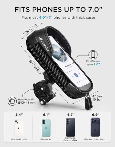 whale fall Bike Phone Holder, Waterproof Handlebar Bag for Phones up to 7" | 360° Rotatable Mount, TPU Touchscreen, Quick Release, Anti-Shake, Extra Storage and Rain Cover for Navigation and Rides in Saudi Arabia