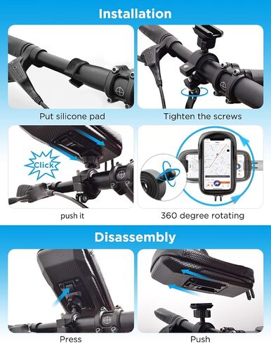whale fall Bike Phone Holder, Waterproof Handlebar Bag for Phones up to 7" | 360° Rotatable Mount, TPU Touchscreen, Quick Release, Anti-Shake, Extra Storage and Rain Cover for Navigation and Rides in Saudi Arabia