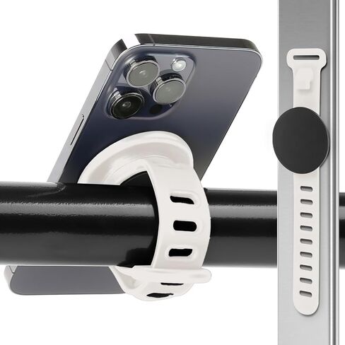 Steering Wheel Phone Holder, MagSafe-compatible, Magnetic Handlebar Mount | 17x N54 Strong Magnets; Fits Stroller, GYM Bike, Treadmills, Peloton, Shopping & Golf Carts; Silicone Strap; for All Phones in Saudi Arabia