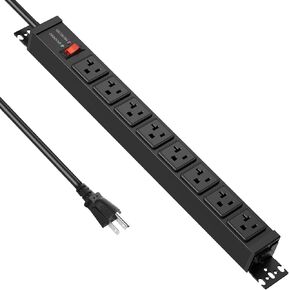 JUNNUJ 12 Gauge 360° Rotating Mountable Power Strip, Black, 6 FT, 1 | 8 Outlet, Heavy Duty Metal Surge Protector, Extension Cord with Multiple Outlets, High Amp, 4800J for Garage Shop Industrial in Kuwait