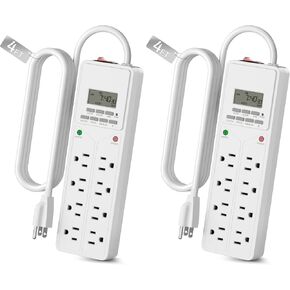 BN-LINK 8 Outlet Surge Protector with 7-Day Digital Timer (4 Outlets Timed, 4 Outlets Always On) - White | Power Strip Timer with 4 Timed & 4 Always-On Outlets, Indoor Light Timer for Aquarium, Grow Lights, Christmas Decor, 4FT Cord in Saudi Arabia