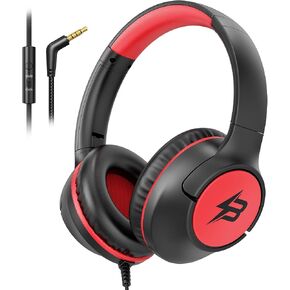 Kids Headphones Wired for School, 3.5mm Safe Volume Limited with Mic, Navy | Plug in Kid headphones with Cord, Over Ear Foldable, 85/94dB for Toddler Boy Girl Classroom Chromebook Tablet Airplane Travel in Saudi Arabia
