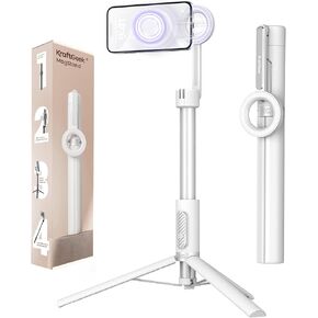 حامل ثلاثي للهاتف المغناطيسي KraftGeek لهاتف iPhone، عصا سيلفي مقاس 64 بوصة لـ Magsafe | حامل مغناطيسي N52، ألومنيوم مقوى، حامل ثلاثي القوائم للهاتف الخلوي المحمول مع جهاز تحكم عن بعد للسفر وتسجيل الفيديو in Kuwait