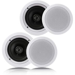 Pyle 4 Pairs 6.5" 200W in Ceiling Wall Speakers, PDIC1661RD, White | 2 Way Flush Mount Stereo Speaker System Pair, Easy to Install Indoor Home Audio Set for Wide Range of Sound in Saudi Arabia