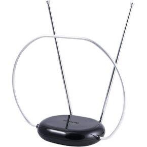 Philips Rabbit Ears Black Indoor TV Antenna, Dipole and Circular Loop | Tabletop Antenna, Digital, Smart TV Compatible, HDTV Antenna, 4K 1080P VHF UHF, 5Ft Coaxial Cable, SDV8201B/27 in Kuwait