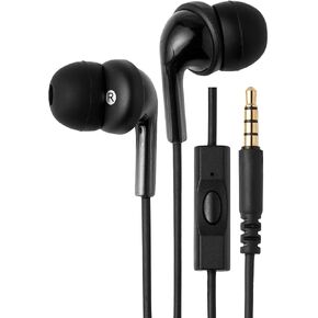 Amazon Basics Wired Earbuds with Microphone, In-Ear Headphones, 3.5mm Jack, High Definition Sound, Secure Fit, 4.2 ft Cable, S/M/L Ear Tips, Black in Kuwait