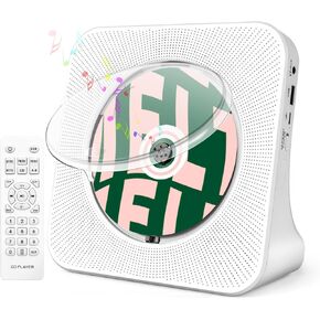 Portable CD Player with Bluetooth, Hi-Fi Speakers & FM Radio | Bluetooth transmitter & receiver, Hi-Fi stereo sound, FM radio, USB & AUX, 5 CD formats, compact CD player for kids & seniors in Kuwait