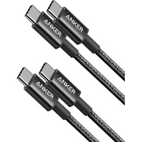 Anker USB C to USB C Cable, 60W Fast Charging Cable (2-Pack, 6 ft, Black) | For iPhone 17 Series, iPad mini 6, and More in Kuwait