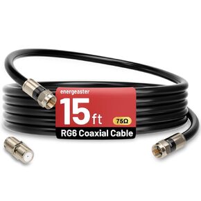 energeaster 10FT RG6 Coaxial Cable with F-Type Connector, White Coax Cable | Coax Cable Cord Extender, High Speed Internet, Indoor Broadband and Digital TV Aerial for Satellite, Antenna, DVR, VCR, HDTV in Kuwait
