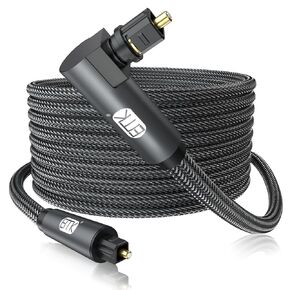 كابل بصري EMK 90 درجة Toslink كابل بصري 360 درجة قابس حر الدوران S/PDIF Toslink ذكر إلى ذكر للمسرح المنزلي، شريط الصوت، التلفزيون، PS4، Xbox، رمادي (3.3 قدم/1 متر) in Kuwait