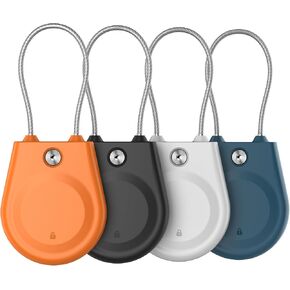 for AirTag Holder (1st & 2nd Generation) Airtag Lock Case with Wire Cable, IPX8 Waterproof, for Luggage, Key Ring Key Chain Luggage tag Backpack (4 Pack-Black, Orange, White, Blue) in Saudi Arabia