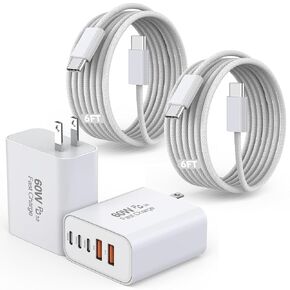 iPhone 17/16 Fast Charger Block,2 Pack 60W USB Charging Block 5-Port Charge Adapter for Apple iPhone Charger with 6FT USB C Woven Fast Charging Cable for iPhone17/16e/16Pro/15ProMax, iPad Pro/Air/Mini in Saudi Arabia