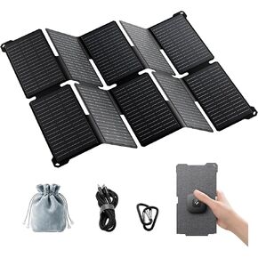 35W Portable Solar Panel Charger, 25.4% Efficiency, USB-C and USB-A | USB-C PD and USB-A QC ports charge phones and power banks; 1.5 lb foldable IP68-rated design fits backpacking and hiking in Saudi Arabia