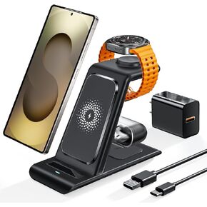 Wireless Charging Station for Samsung Galaxy Watch 8/7/6/5/4/3,S26 Ultra | Wireless Charger Samsung Phone Stand for Galaxy S25/S24/S23/S22/Note,Buds4/4 Pro/3/2 Pro/Live Multiple Devices Not for Watch9 in Saudi Arabia