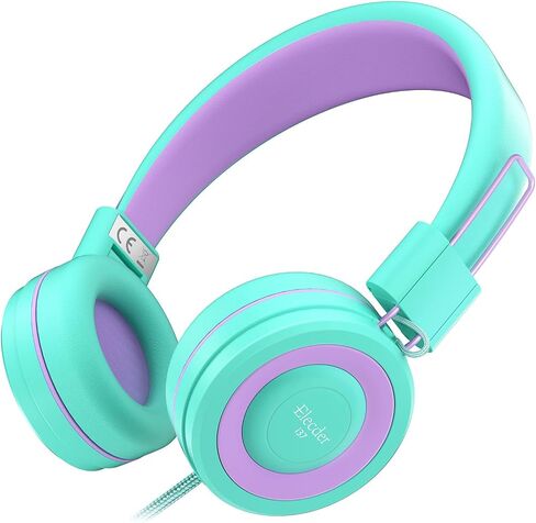 ELECDER i37 Kids Headphones for School Children Girls Boys Teens, Green | Foldable Adjustable Lightweight, 3.5mm Audio Jack On Ear Headphones for Smartphones Chromebook Computer PC Tablets Travel in Kuwait
