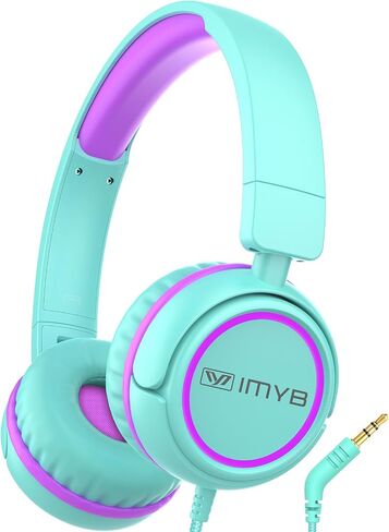 IMYB V1 Kids Headphones, 85dB Wired for School, Toddler 2-12 Boys Girls | Adjustable Foldable Durable Cord, iPad Kindle Tablet Chromebook 3.5mm Ov-Ear for Teens Travel Plane (Green) in Kuwait