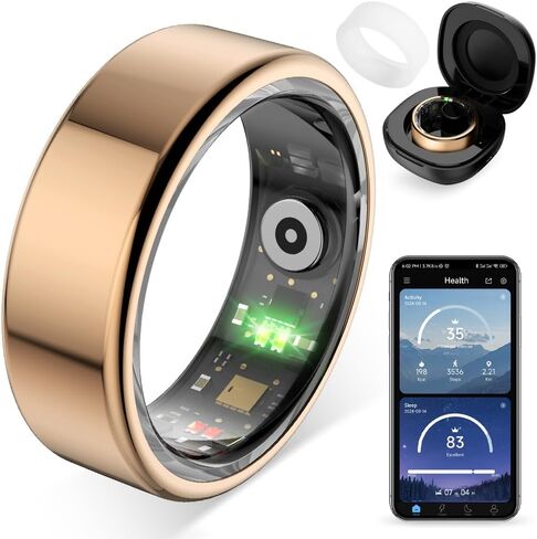 COLMI Smart Ring for Women, Health Tracker & 5ATM, R02. (Gold, 8#) | No Subscription Fee & Skin Temperature, Heart Rate, Blood Oxygen, Sleep Health Monitoring, Sports Tracking, Menstrual Cycle. in Saudi Arabia