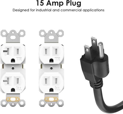 JUNNUJ 12 Gauge 360° Rotating Mountable Power Strip, Black, 6 FT, 1 | 8 Outlet, Heavy Duty Metal Surge Protector, Extension Cord with Multiple Outlets, High Amp, 4800J for Garage Shop Industrial in Kuwait