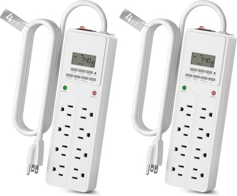 BN-LINK 8 Outlet Surge Protector with 7-Day Digital Timer (4 Outlets Timed, 4 Outlets Always On) - White | Power Strip Timer with 4 Timed & 4 Always-On Outlets, Indoor Light Timer for Aquarium, Grow Lights, Christmas Decor, 4FT Cord in Saudi Arabia