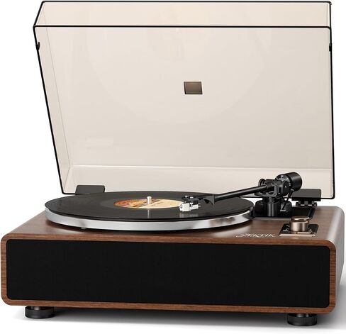 FEKTIK Record Player with Magnetic Cartridge, Bluetooth Belt Drive Vinyl Turntable High Fidelity System with 36 Watt Bookshelf Speakers, Built-in Phono Preamp, USB Recording and Auto Stop in Saudi Arabia