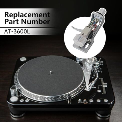 Silver Headshell with AT-3600L Magnetic Cartridge Stylus | Compatible with Pioneer PLX-1000 PLX-500 PL-518 PL-530 PL-560 PL-516 PL-255 PL-200 PL-200X PL-A35 PL-A45D XL-A700 in Saudi Arabia
