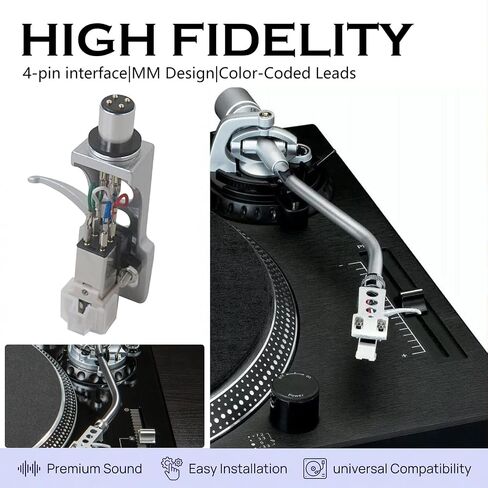 Silver Headshell with AT-3600L Magnetic Cartridge Stylus | Compatible with Pioneer PLX-1000 PLX-500 PL-518 PL-530 PL-560 PL-516 PL-255 PL-200 PL-200X PL-A35 PL-A45D XL-A700 in Saudi Arabia